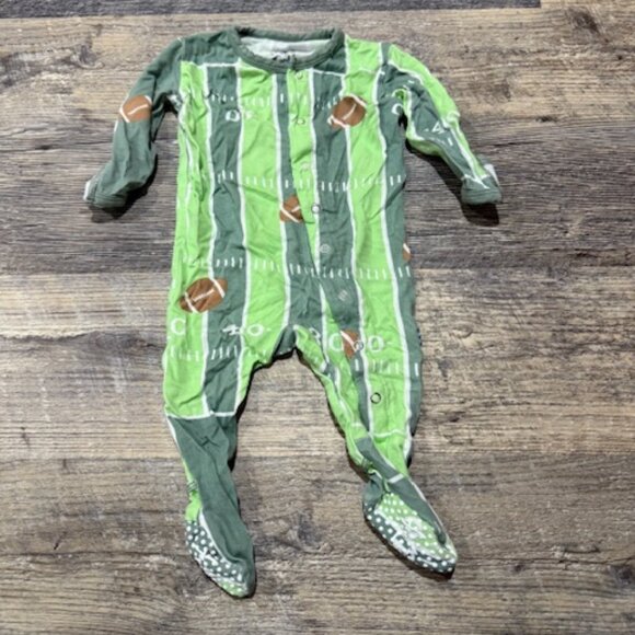KicKee Pants 0-3 Months Footie Pajamas Football Print - Picture 1 of 4